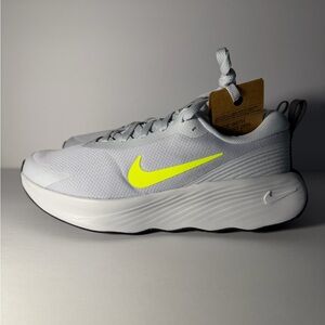 Nike White Sneakers with Neon Yellow/Green Swoosh